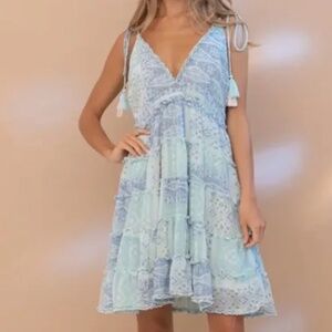 ❤ Blue B “ Ocean “ BLUE B Chiffon Tiered Summer Tank Halter Dress BR52